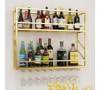 Adjustable Hanging Bar Wine Glass Rack Rustic Ceiling Glass Storage Rack for Different Types of Goblets,Metal Wall Mounted Wine Rack, 2 Tier Iron Bar Shelves, Large Liquor Bottle Display She