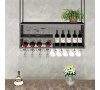 Adjustable Hanging Bar Wine Glass Rack Rustic Ceiling Glass Storage Rack for Different Types of Goblets,Hanging Metal Ceiling Wine Rack - Perfect Bar Home Decor for Restaurant or Cafe - Vint
