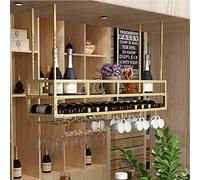 Adjustable Hanging Bar Wine Glass Rack Rustic Ceiling Glass Storage Rack for Different Types of Goblets,Wine Rack Ceiling Wine Glass Holder - Suspension Overhead Garage Storage Plant Shelf W
