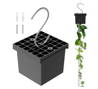 Adjustable Hanging Planter With Lid & Hook For Hydroponics | 3.6x3.6x2.8 Inch Wall Ceiling Mount | Indoor Outdoor Vertical Grow Pot For 1-4 Plants | Space-Saving Modular Garden Container