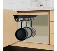 Adjustable Hanging Pot Rack with Pull-Out Pan Nizer and Sliding Rail for Kitchen, Closet, and Cupboard Storage - Heavy-Duty 75Lbs Capacity