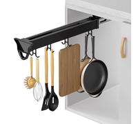 Adjustable Hanging Pot Rack with Pull-Out Pan Nizer and Sliding Rail for Kitchen, Closet, and Cupboard Storage - Heavy-Duty 75Lbs Capacity