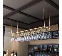 Adjustable Hanging Wine Glass Holder Gold Wine Bottle Rack Stylish Ceiling Stemwarefor Bars Restaurants and Kitchens Height 30-60cm