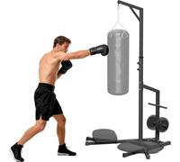 Adjustable Heavy Bag Stand with Weighted Base,50x50mm Carbon Steel Punching Bag Holder for Home Gym