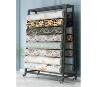 Adjustable Heavy-Du Fabric Roll Display Rack with 12 Rods, le on Lockable Wheels, Perfect for Vinyl, Leather & Textile Sto - Commercial nizer (180x50x200cm)