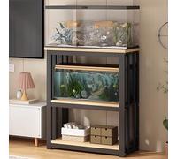 Adjustable Heavy Duty 3-Tier Reptile Tank Stand with Plant Shelf for Home or Office