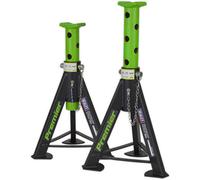 PAIR 6 Tonne Heavy Duty Axle Stands - 369mm to 571mm Adjustable Height - Green