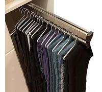 Adjustable Heavy Duty Extendable Closet Rod Wardrobe Clothing Rail with Sliding Tracks Extendable Clothes Rack for Wardrobe nization 30 80cm Adjustable Clothes Rail Black,Black-550MM/21.6INCH LWX