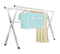 Adjustable Heavy Duty Folding Clothes Rack Extendable Portable Garment Rack for Indoor/Outdoor Laundry Clothes Rail for Drying and Hanging Clothing