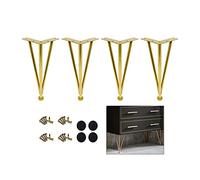 Adjustable Heavy-Duty Hairpin Table Legs, 10in Gold Metal Furniture Feet for DIY Cabinets, Desks & Dressers, Durable with Floor Protectors - Perfect for Home Decor