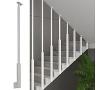 Adjustable Heavy-Duty Iron Stair Balusters with Modern L-Side Mount Custom High Spindles for Indoor Stairway Railing Kit (White 95cm/37.4in 1pc)
