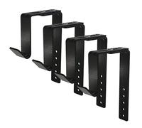 Adjustable Heavy-Duty Single Hook Bracket - Reinforced Plant Hanger for Railing, Balcony, Fence, or Cubicle - Supports Up to 40 Lbs - Metal Wall Hook for Planter, Lantern (Black 4 Pack)