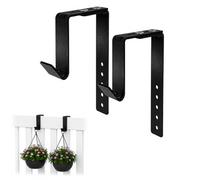 Adjustable Heavy-Duty Single Hook Bracket - Reinforced Plant Hanger for Railing, Balcony, Fence, or Cubicle - Supports Up to 40 Lbs - Metal Wall Hook for Planter, Lantern (Black 2 Pack)