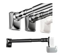 Adjustable Heavy Duty Teon Shower Curtain Rod, 16-196 Inch Expandable, Strong Load Capacity, Fits Most Doors, Easy Installation, Includes Card Tray (White)