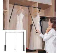 Adjustable Heavy Duty Wardrobe Lifter Pull Down Clothes Hanger Rail 65 120cm Width Soft Return Metal Lifting Rod for Easy Access to Wardrobe Space