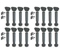 Adjustable Height 150 to 180 mm Plastic Cabinet Cupboard Plinth Foot Leg Set + Clips for Kitchen or Bathroom - 4 Pack x4