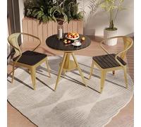 Adjustable Height 3-Piece Bistro Set Robust Structure Patio Furniture with 2 Chairs for Terrace Porch Poolside - Stylish Gold Finish