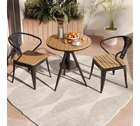 Adjustable Height 3-Piece Bistro Set - Sturdy Black Patio Table & 2 Chairs for Terrace Porch and Poolside - Perfect Outdoor Dining Furniture