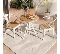 Adjustable Height 3-Piece Bistro Set - Sturdy Outdoor Table & 2 Chairs for Patio Porch and Pool - Elegant White Garden Furniture