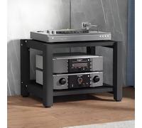 Adjustable Height Audio Cabinet2/3/4/5 Tier Media StandRecord Player Rack & AV Component TowerHome Stereo System for DVD TV Box & Game Console (Black)