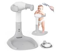 Adjustable Height Baby Shower Stand with Anti-Slip Base,Bath Shower Standing Support Baby Bath Stand,Portable Bath Helper Baby,Free Mother Hands (Gray)