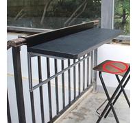 Adjustable Height Balcony Railing Hanging Table - Foldable Bar Table for Deck & Patio - Black Railing Table for Outdoor Dining & Relaxation - Space-Saving Design