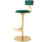 Adjustable Height Bar Stool, Kitchen High Stool Chair with Back, Round Velvet Seat and Gold Legs for Breakfast Counter
