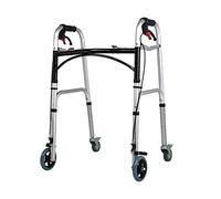 Adjustable Height Bariatric Heavy-Duty Folding Walker with Locking Swivel Wheels for Seniors - Portable Mobility Aid for Elderly Adults