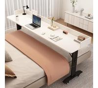 Adjustable Height Bed Desk with Wheels - Over Bed Table Solid Wood Versatile Cuter Table for Bed - Mobile Overbed Table for Work & Study