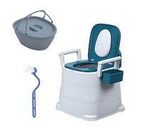 Adjustable Height Bedside Commode with Arms - Portable Toilet for Adults & Seniors, 150kg Capacity Potty Chair with Ergonomic Design and Removable Arms
