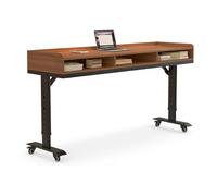 Adjustable Height Bedside Table with Der, Rolling Laptop Desk with Separator, le Wortat for Bed, Brown & Black, 47.2"x15.7" - Ideal for Home Office