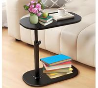 Adjustable Height C-Shaped Side Table - 360° Rotating Small Coffee Table for Sofa Bed Compact Spaces Portable Modern Folding Design