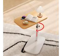 Adjustable Height C Table, 360° Swivel Side Table for Sofa/Bed/Bathtub, Slim Metal End Table, Portable Coffee Table, Modern Small Couch Table (Black-B)