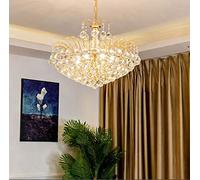 Adjustable Height Ceiling Lamp for Living Room,Sparkling Home Chandelier Light Fixture,E14 Modern Crystal Clear Beads Dulamp-Electroplatingd 45 * 40Cm/Electroplating D/55 * 42Cm