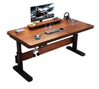 Adjustable-Height Computer Desk, Office Desk, or Study Desk. Features Ergonomic Design with Electric Height Adjustment. High Weight Capacity, Suitable for Sitting or Standing(Walnut,80 * 50cm)