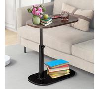 Adjustable Height CShaped Side Table - 360° Rotating Tray Coffee Table for Sofa Bed Modern Portable Folding Table for Small Spaces