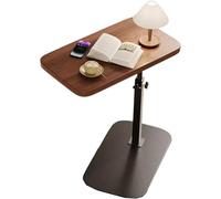 Adjustable Height CShaped Side Table - 360° Rotating Tray for Sofa Bed Small Spaces Foldable Portable Modern Coffee Table Brown Finish