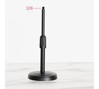 Adjustable Height Desktop Microphone Stand with Phone Holder, Mic Bracket with Round Base for Meeting and Recording, Compatible with Various Mic Clips, Black