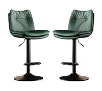 Adjustable Height Dining Stool - Padded Faux Leather Bar Stool - Tufted Channel Design - 360° Swivel Seat for Kitchen Island (60-80 cm)