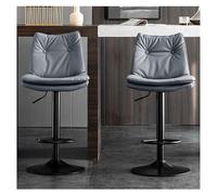 Adjustable Height Dining Stool - Padded Faux Leather Bar Stool - Tufted Channel Design - 360° Swivel Seat for Kitchen Island (60-80 cm) - Modern & Stylish