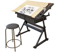 Adjustable Height Drawing Table - Tilting Craft Desk with Storage Maple Board Art Desk for Home Office & Creative Projects Perfect for Artists & Crafters