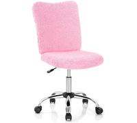 Adjustable Height Faux Fur Swivel Office Chair with Universal Wheels Ergonomic Mid Back Accent Vanity Seat Armless Task Chair for Home Office