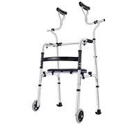 Adjustable Height Foldable Walking e Walker for Seniors with Arm Rest Pad - Mobility Aid for Disabled Elderly (Silver2)