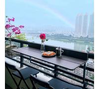 Adjustable Height Foldable WallMounted Bistro TableSpaceSaving Balcony & Patio Bar for Small SpacesIdeal for Outdoor Dining & Terraces