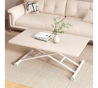 Adjustable Height Folding Coffee Table Space Saving Portable Desk for Small Living Rooms Home Caravan & Camping White 60x90cm