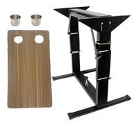 Adjustable Height Folding nic Table with Steel Legs & 2 Cup Holders Ideal for Camping BBQs Outdoor Activities & RV Use Portable & Lightweight (Gray)