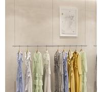 Adjustable Height g-Mounted Clothes Rack Retail Display Garment Bar Commercial Storage for Bedrooms Shopping Malls & Stores - Silver