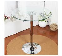 Adjustable Height Glass Dining Table Round Table Kitchen Tempered Dining Table Modern Circular 2 - 4 Seater Breakfast Bistro Table Space Saving Pub Cafe Dinner Bistro Tabl(Size:80cm,Color:transparent)