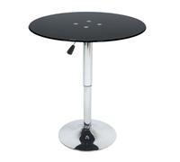 Adjustable Height Glass Dining Table Round Table Kitchen Tempered Dining Table Modern Circular 2 - 4 Seater Breakfast Bistro Table Space Saving Pub Cafe Dinner Bistro Table For (Size:60cm,Color:black)