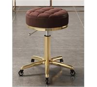 Adjustable Height Gold Metal Bar Stool with Wheels Round Swivel Kitchen Chairs Modern Design for Home & Bar Ergonomic & with 5 Legs Support